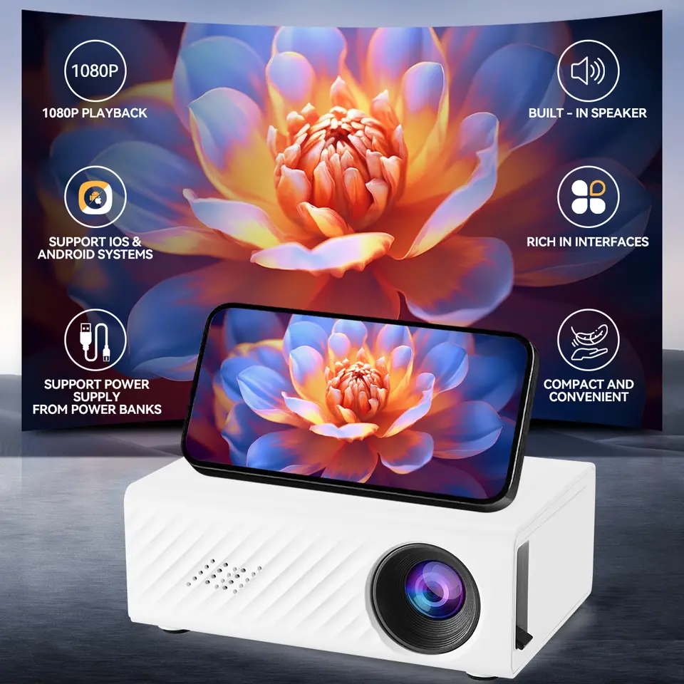 Mini LED Portable Projector - HD Home Cinema, Phone Connectable