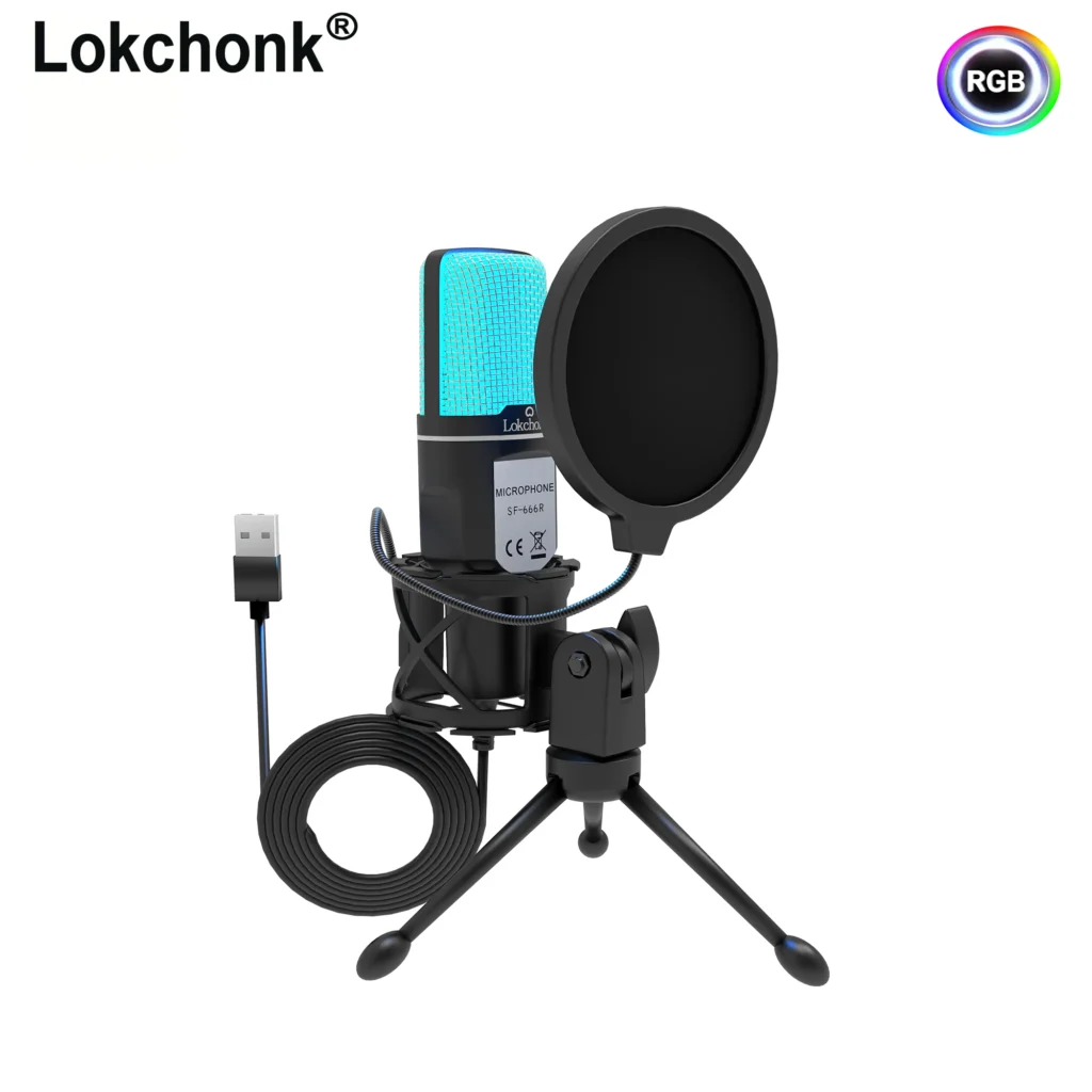 USB Condenser Microphone with RGB - Streaming, Podcast, Gaming Mic