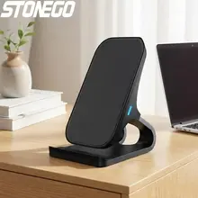Fast Wireless Charger Stand 15W - Dual Coil, Case Friendly, USB-C